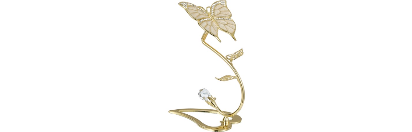 24K GOLD PLATED BUTTERFLY ON SPRING FLOWER  